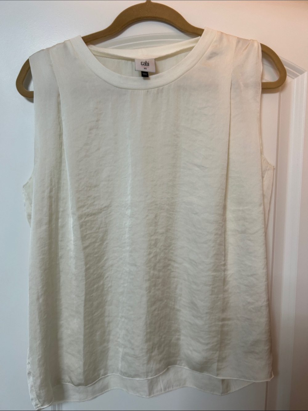 CAbi Cream Sleeveless Textured Shell